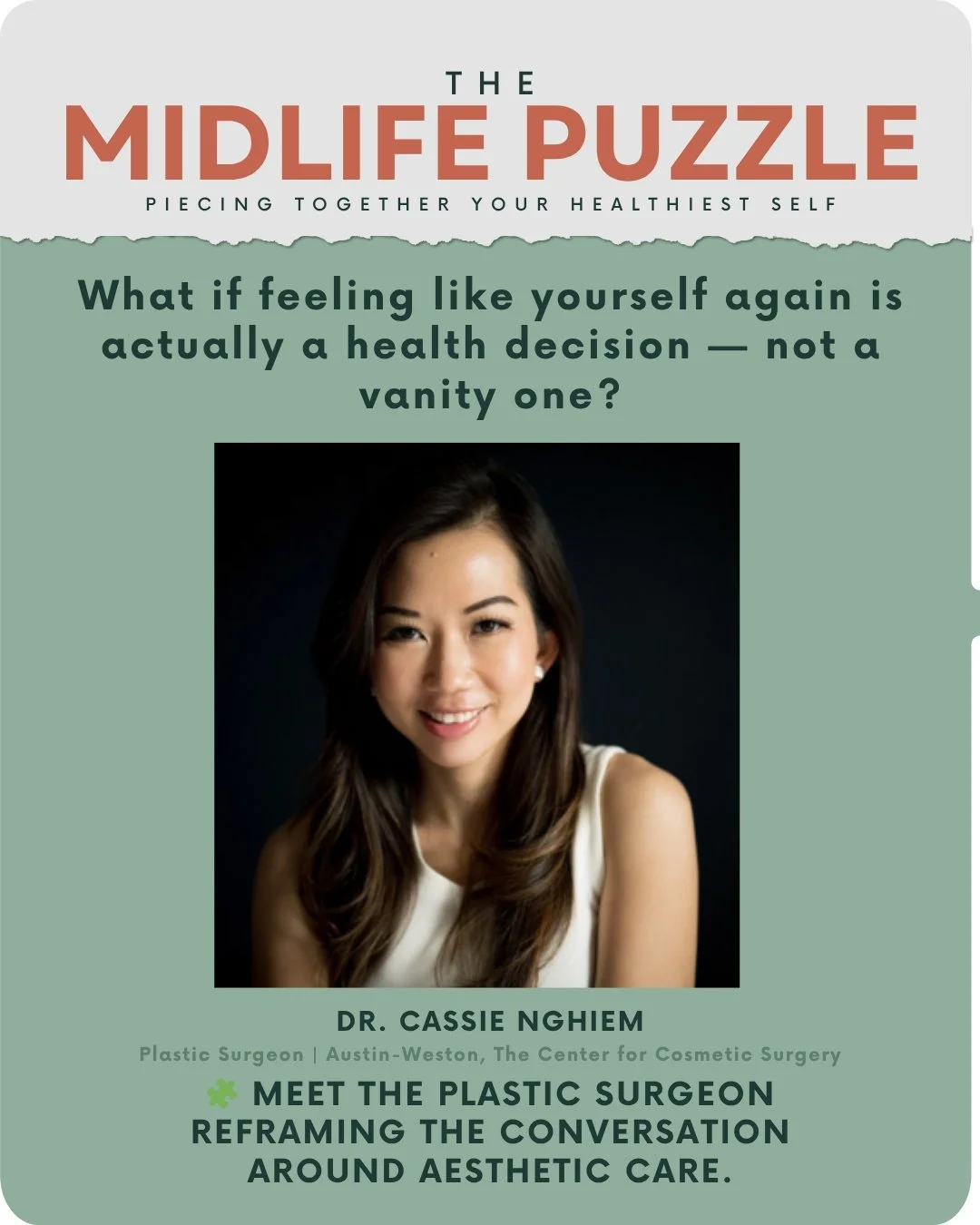 Wanting to look like you feel on the inside &mdash; that's not vanity. That's wellness too.

Midlife brings real changes to skin, body composition, and the face in the mirror. And for a lot of women, the question isn't just "what are my options?