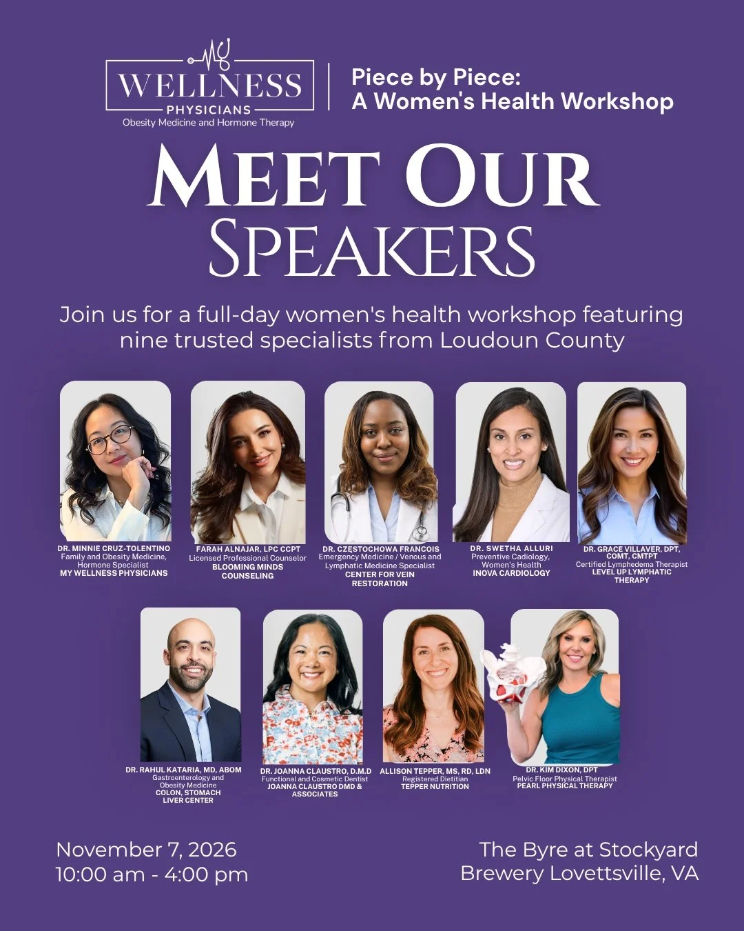 Your body isn't broken. It's sending signals. 🧩

Meet the nine specialists of Piece by Piece: A Women's Health Workshop, a full day on hormones, inflammation, and burnout, and how they're all connected.

Heart. Hormones. Gut. Veins. Lymphatics. Pelv
