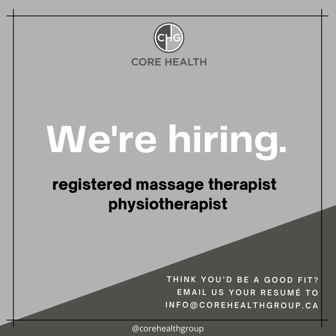 If you are interested in being part of a dedicated multidisciplinary health care team&hellip;. 👀

We are looking for another physiotherapist and massage therapist to join the CHG team 🙋

Send us a resum&eacute; to info@corehealthgroup.ca 📲