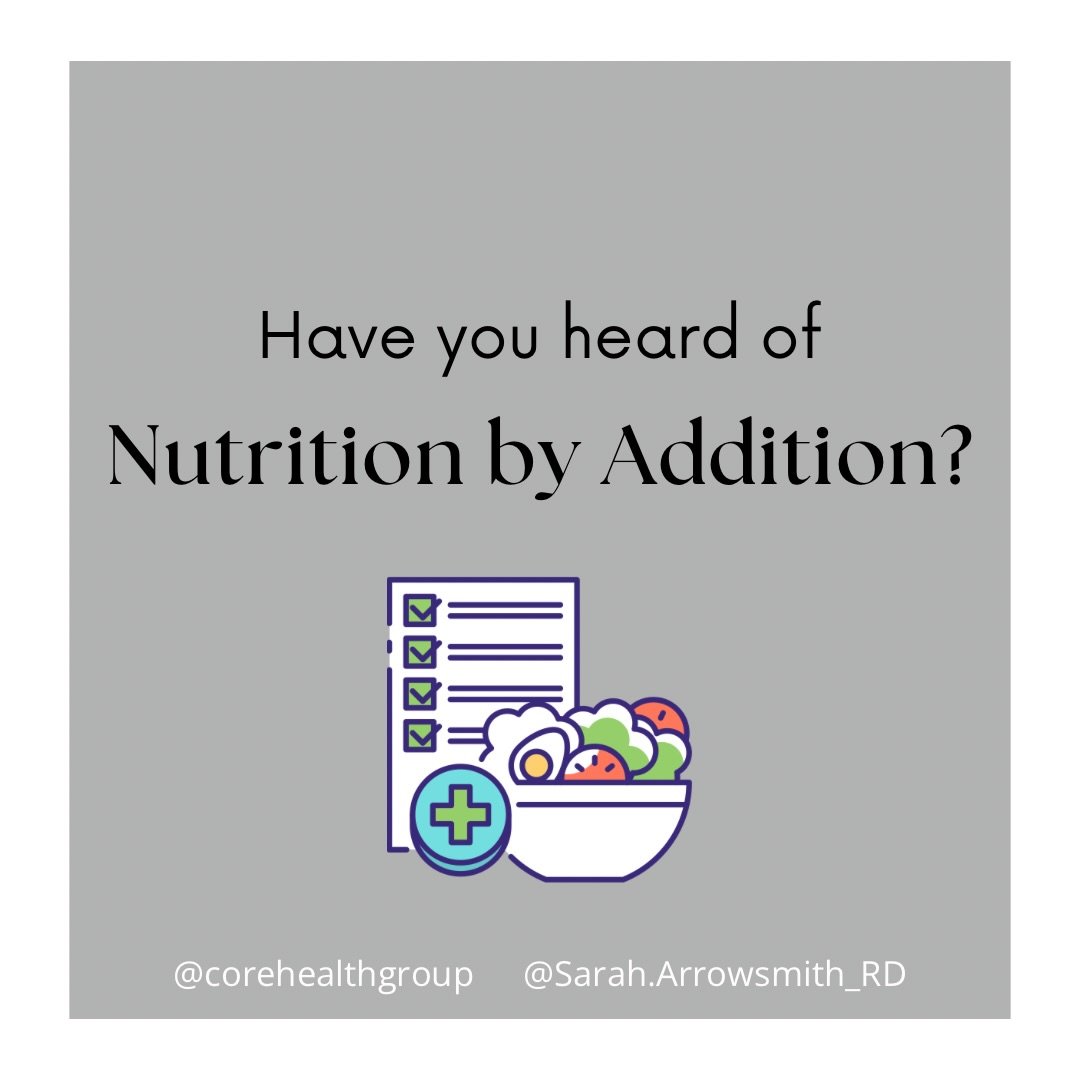 ✨Embrace Nutrition by Addition✨

Diets and diet culture often approach nutrition from the perspective of restriction and avoidance.
Try a refreshing approach: Nutrition by Addition! 🥦🥑🍓

👉 Enhance Your Meals: Instead of focusing on what to cut ou