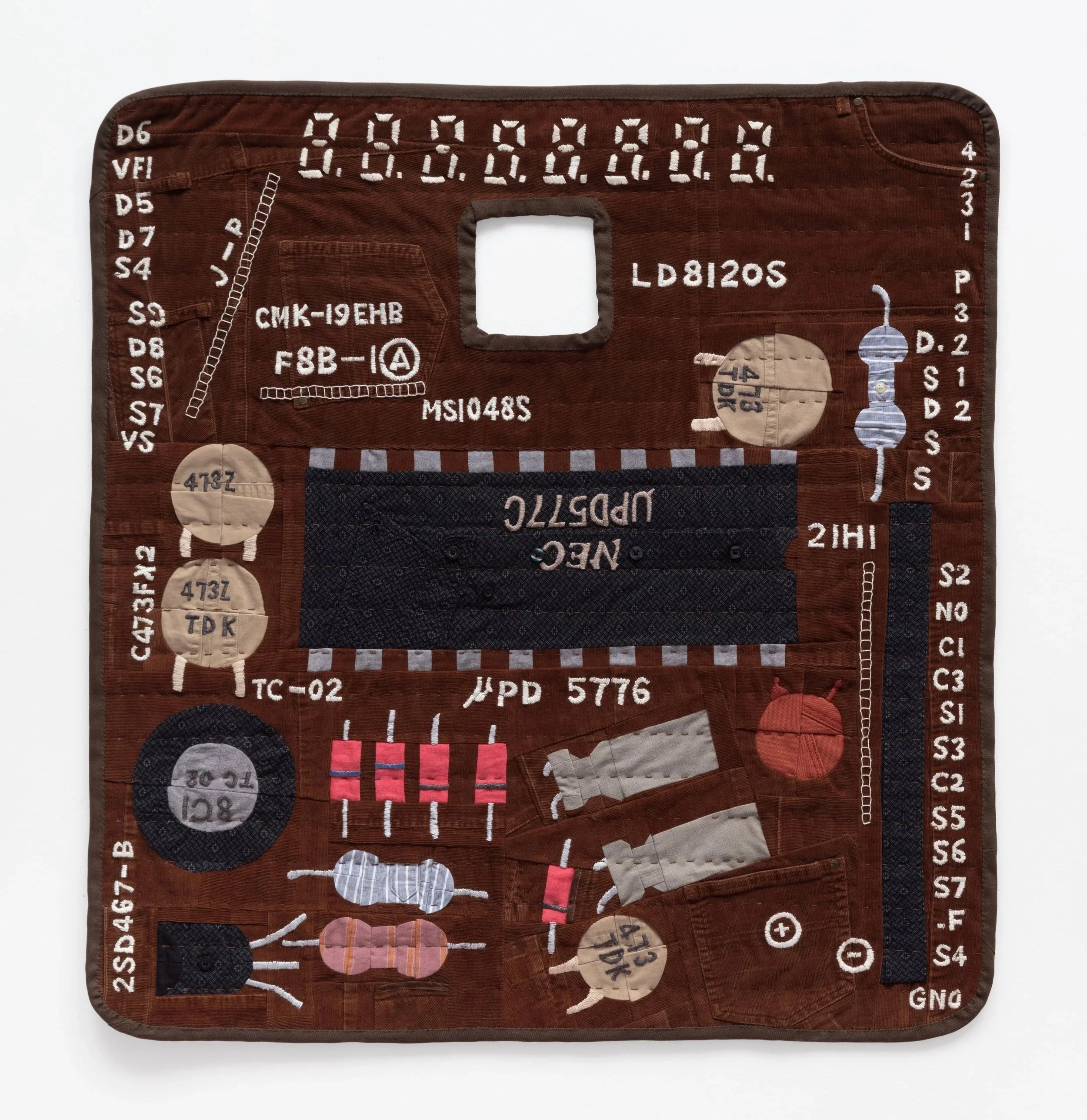 Casio Personal M-1 Calculator (front), 2025, second-hand clothing, 100% cotton, 30" x 34 in. 