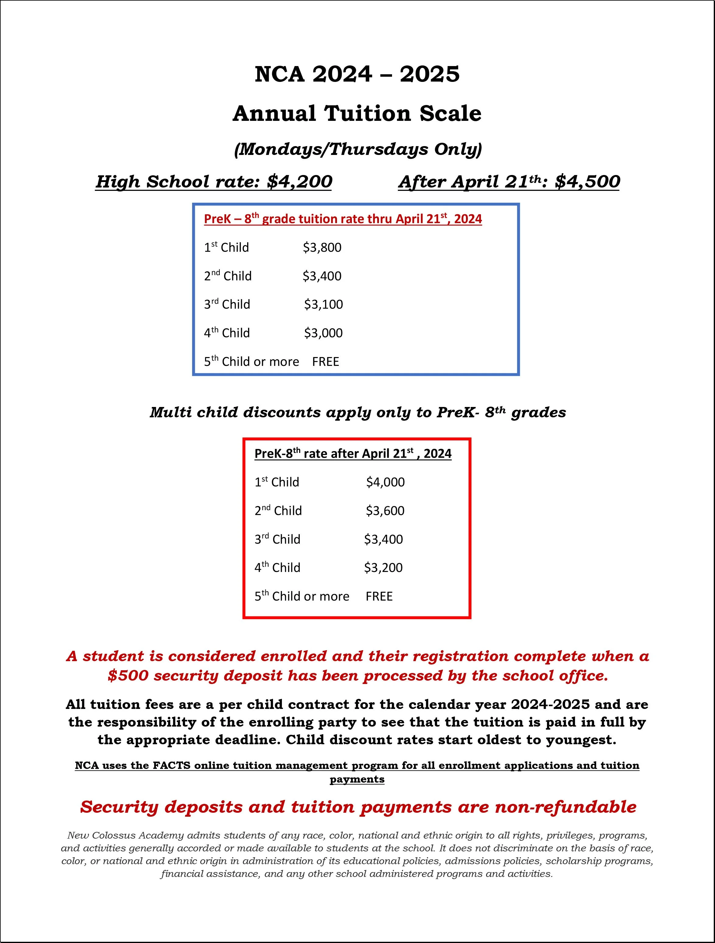 Tuition 20242025 — New Colossus Academy