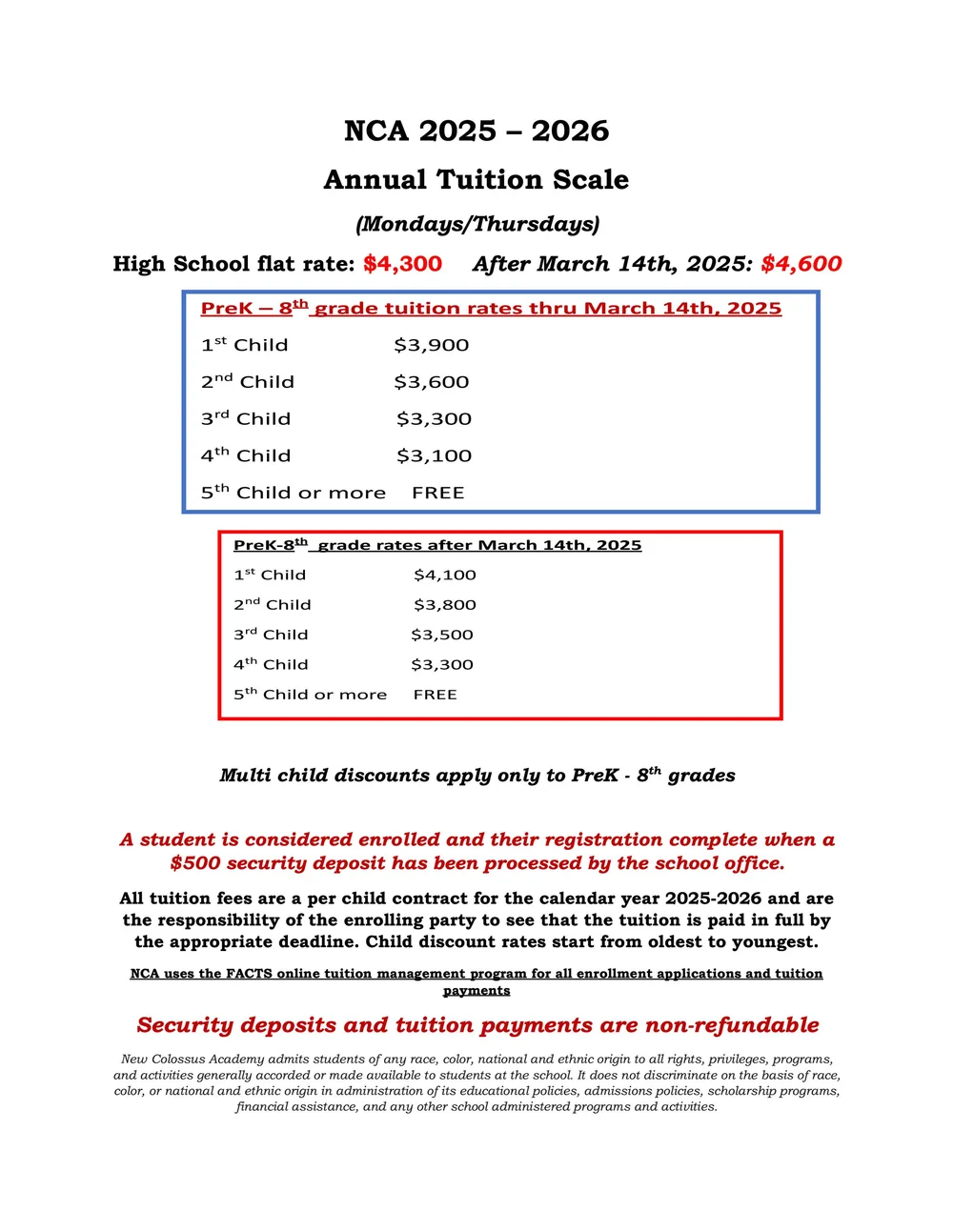 Tuition 20252026 — New Colossus Academy
