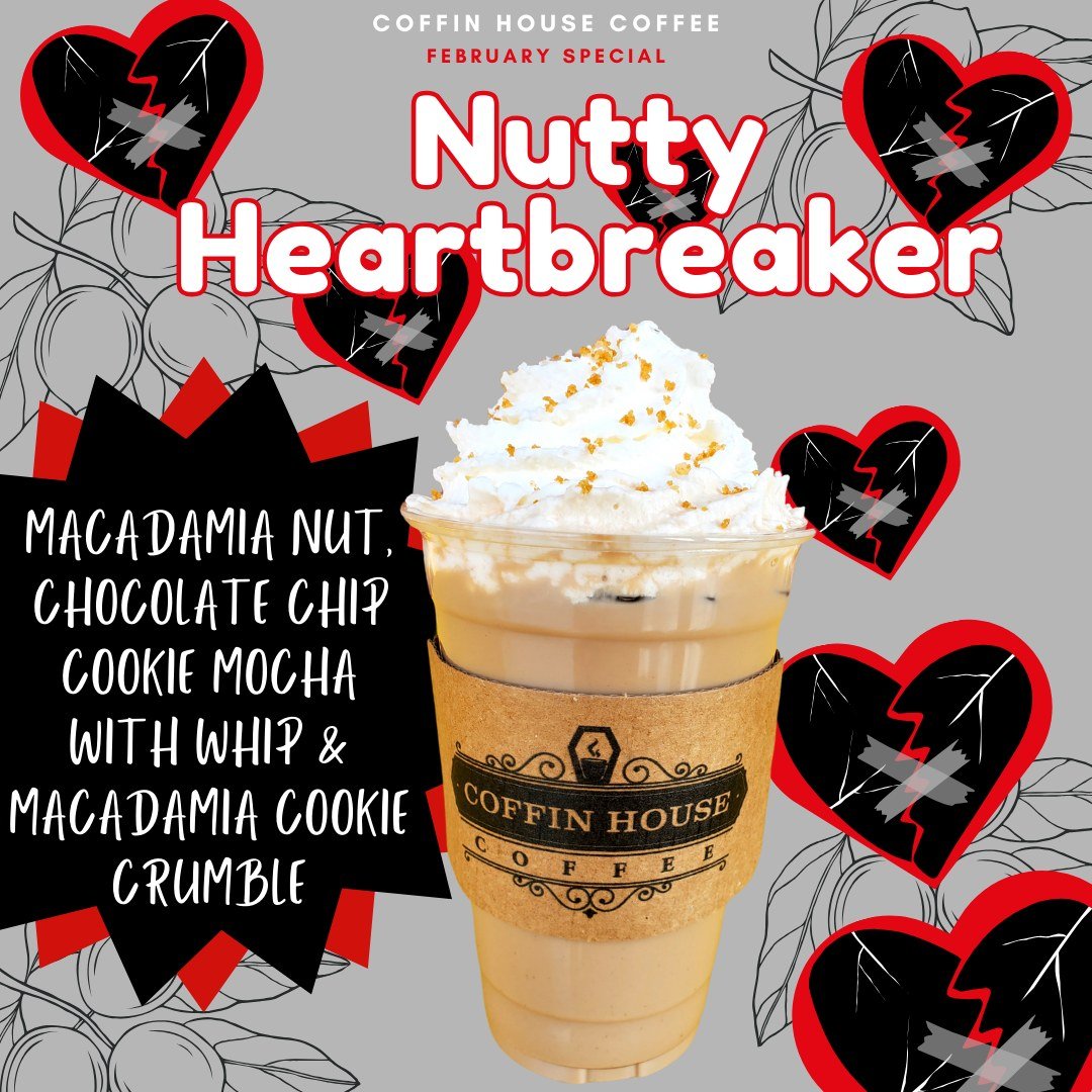 This week's FEATURE FRIDAY is highlighting our Nutty💔Heartbreaker!

This yummy latte is sure to win your heart! The rich nutty macadamia, sweet and indulgent chocolate chip really brings together the milk &amp; cookie flavor we all have grown to LOV