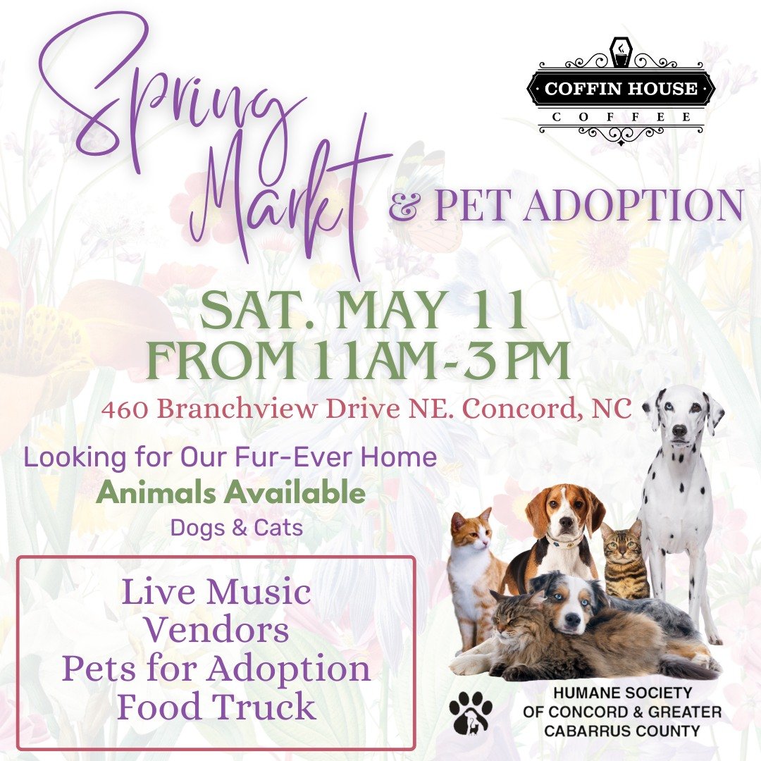 Join Us Tomorrow! 🌸 Spring Market &amp; Pet Adoption Day from 11am to 3pm - bring your mama out to shop local vendors, enjoy local music &amp; sip our May menu from a galaxy far far away - May the Force be with You! But top of the list, help these f