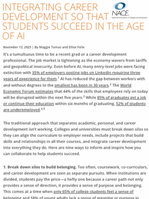 Integrating Career Development So That Students Succeed in the Age of AI