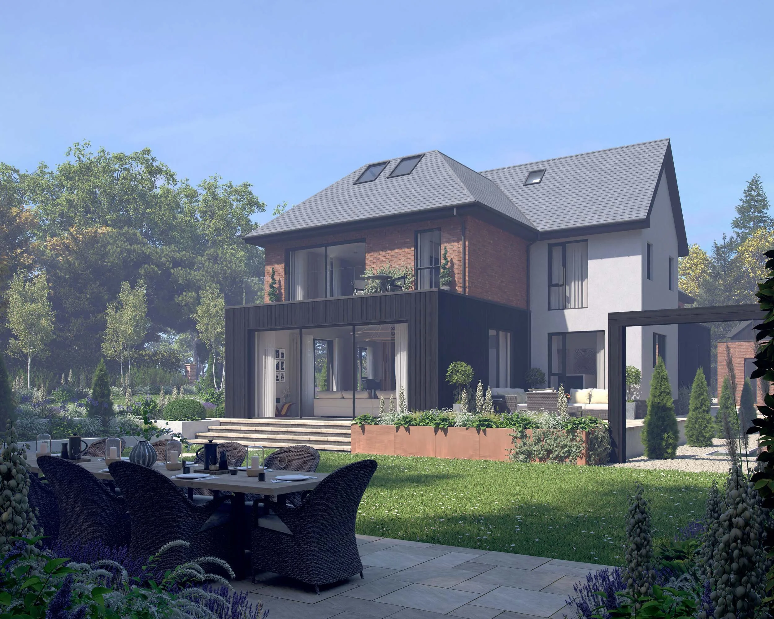 Alwoodley Architect Designed Major House Extension Side Garden