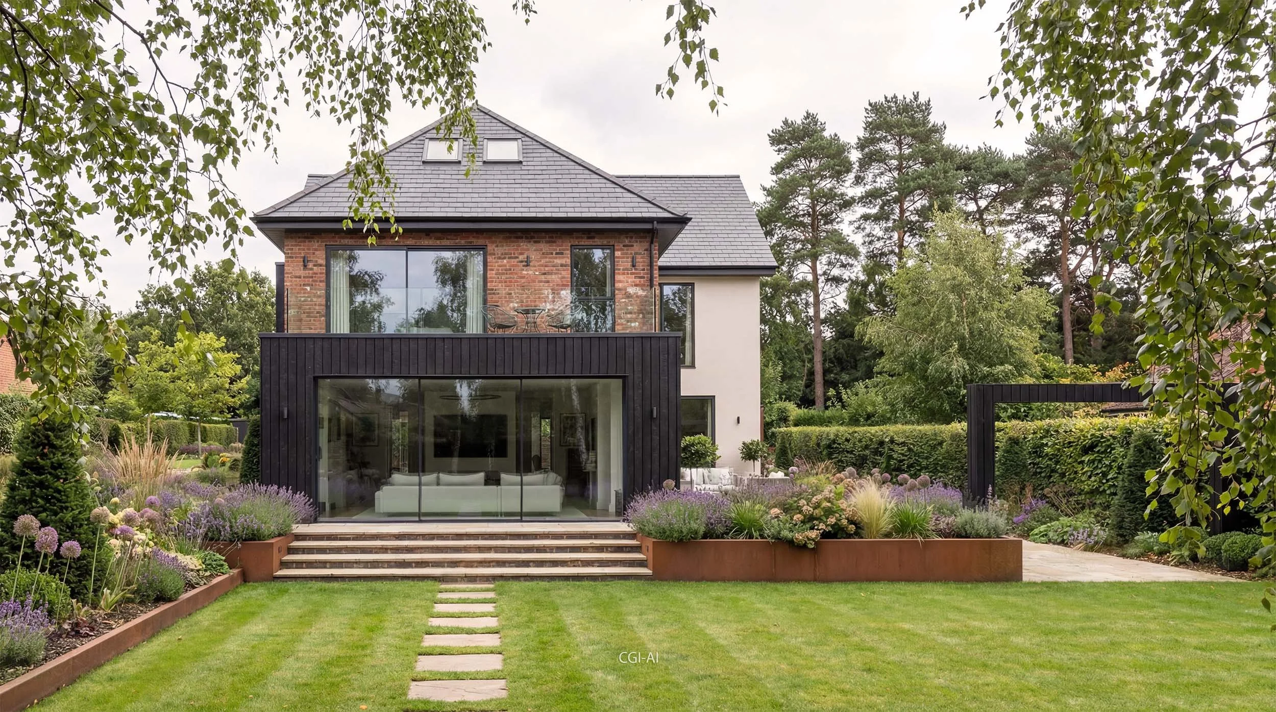 Alwoodley Architect Designed Major House Extension Side Garden