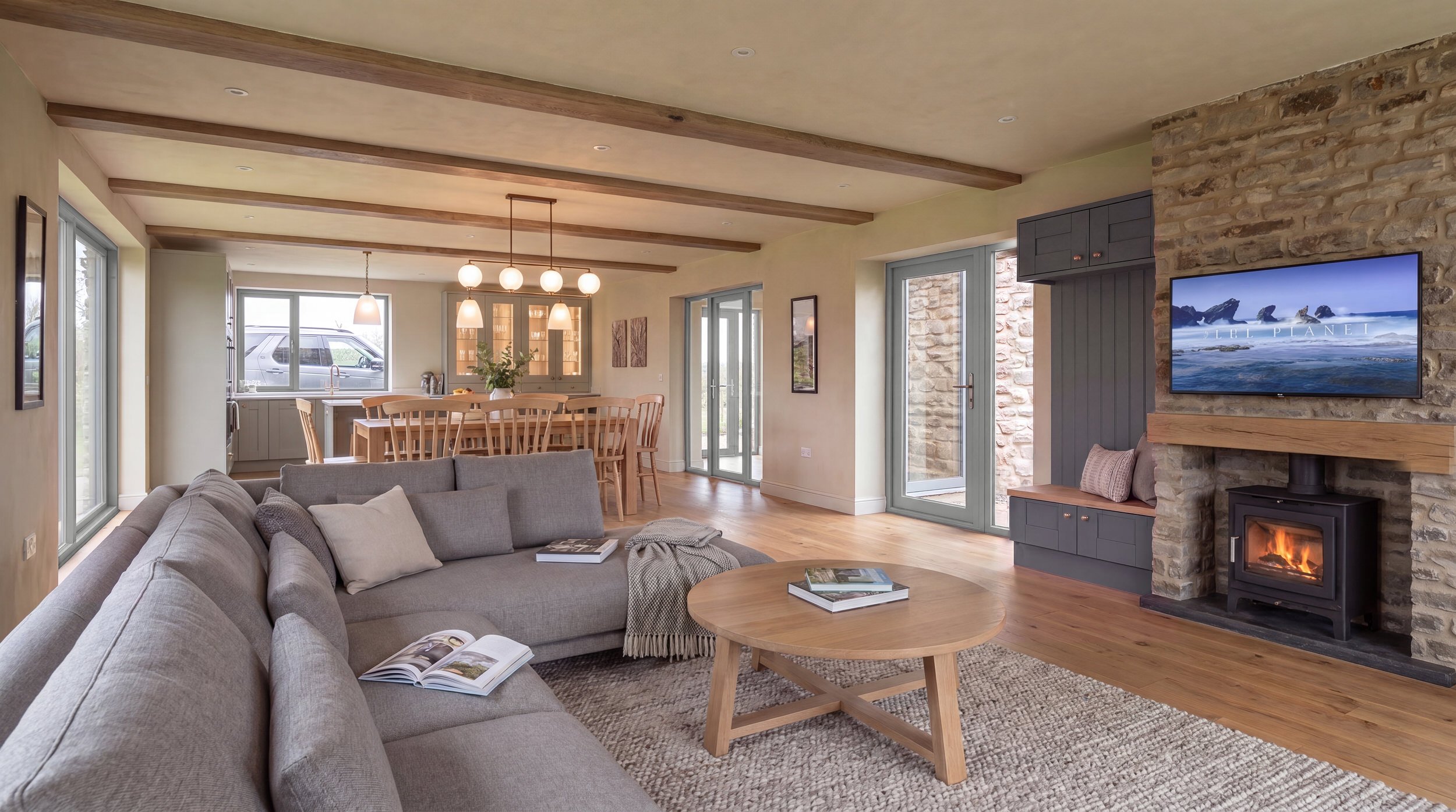 Artist's impression: latest CGI/AI of Langsett View - Living room Dinning area