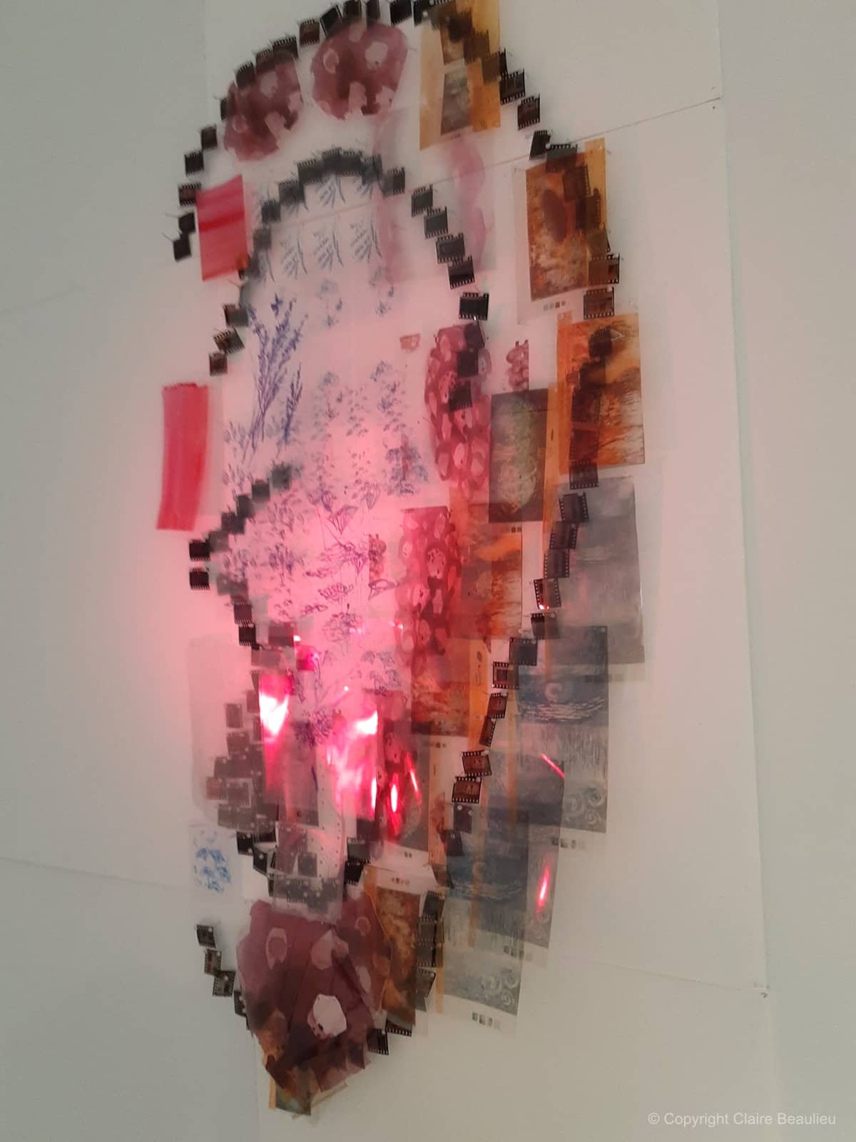  
 Écho 
 Diapositives, impressions numériques sur acétate transparent, perles de plastique, 2m x 1m x 3 cm | 2019
 