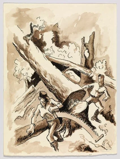 The Fall (circa 1929) by Thomas Hart Benton (Drawing)