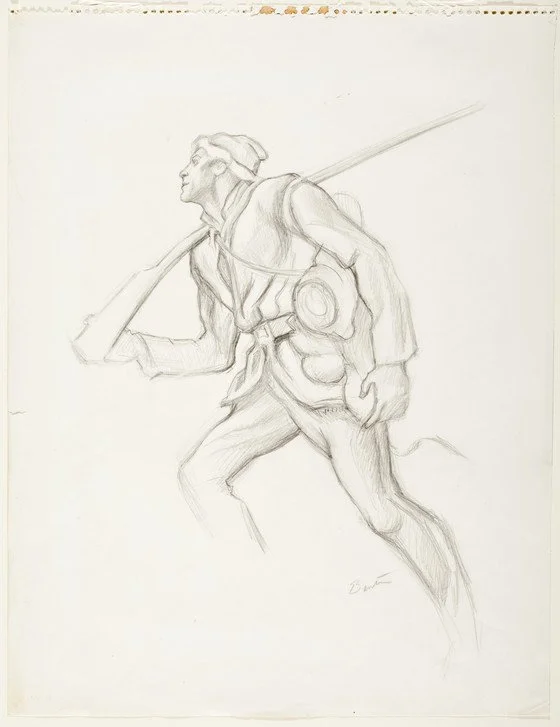 Preparatory sketch for 'The Kentuckian' (Burt Lancaster as 'Big Eli Wakefield') (circa 1954) by Thomas Hart Benton