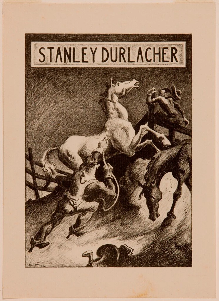 The Horse Wrangler (bookplate) (1932) by Thomas Hart Benton (Lithograph)