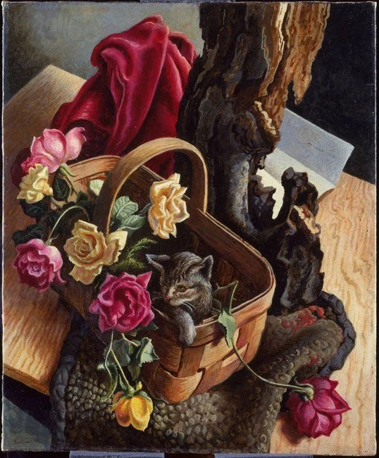 Pussycat and Roses (1939) by Thomas Hart Benton, at the Princeton University Art Museum