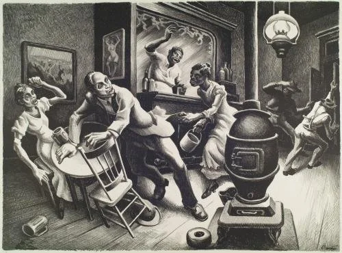 Frankie and Johnnie (1936) by Thomas Hart Benton, at The Huntington Library, Art Museum and Botanical Gardens