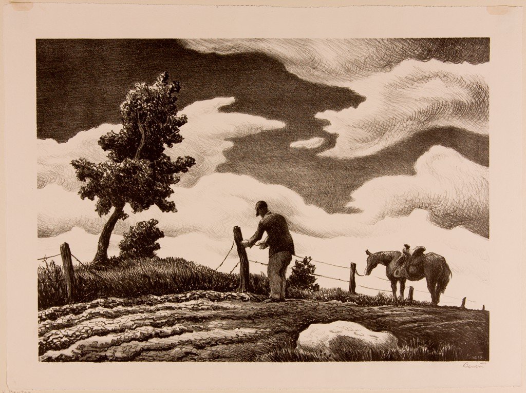 The Fence-Mender (1940) by Thomas Hart Benton (Lithograph)