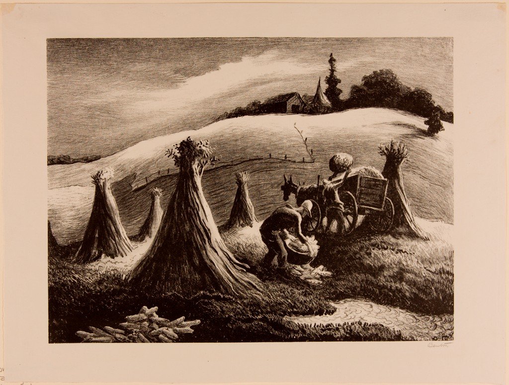 Loading Corn (1945) by Thomas Hart Benton (Lithograph)