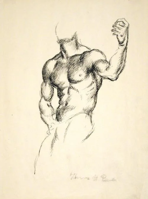 Male Figure Study (n.d) by Thomas Hart Benton, at The Huntington Library, Art Museum and Botanical Gardens