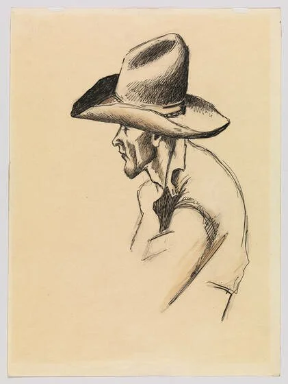 Portrait of a Cowboy (1929) by Thomas Hart Benton (Drawing)