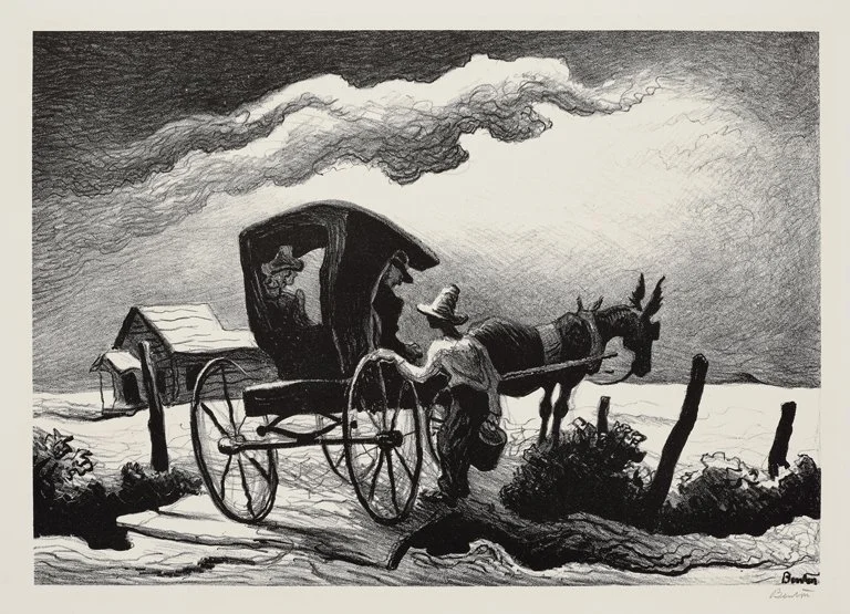 Gateside Conversation (1946) by Thomas Hart Benton (Lithograph)