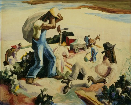 Cotton Pickers (1931) by Thomas Hart Benton (Drawing, Watercolor, Ink, Graphite)