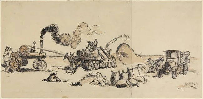 Threshing Scene (n.d) by Thomas Hart Benton, at the Princeton University Art Museum