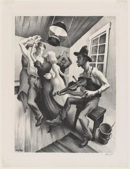 I Got a Gal on Sourwood Mountain (1938) by Thomas Hart Benton, at ​​​​Museum of Fine Arts, Houston