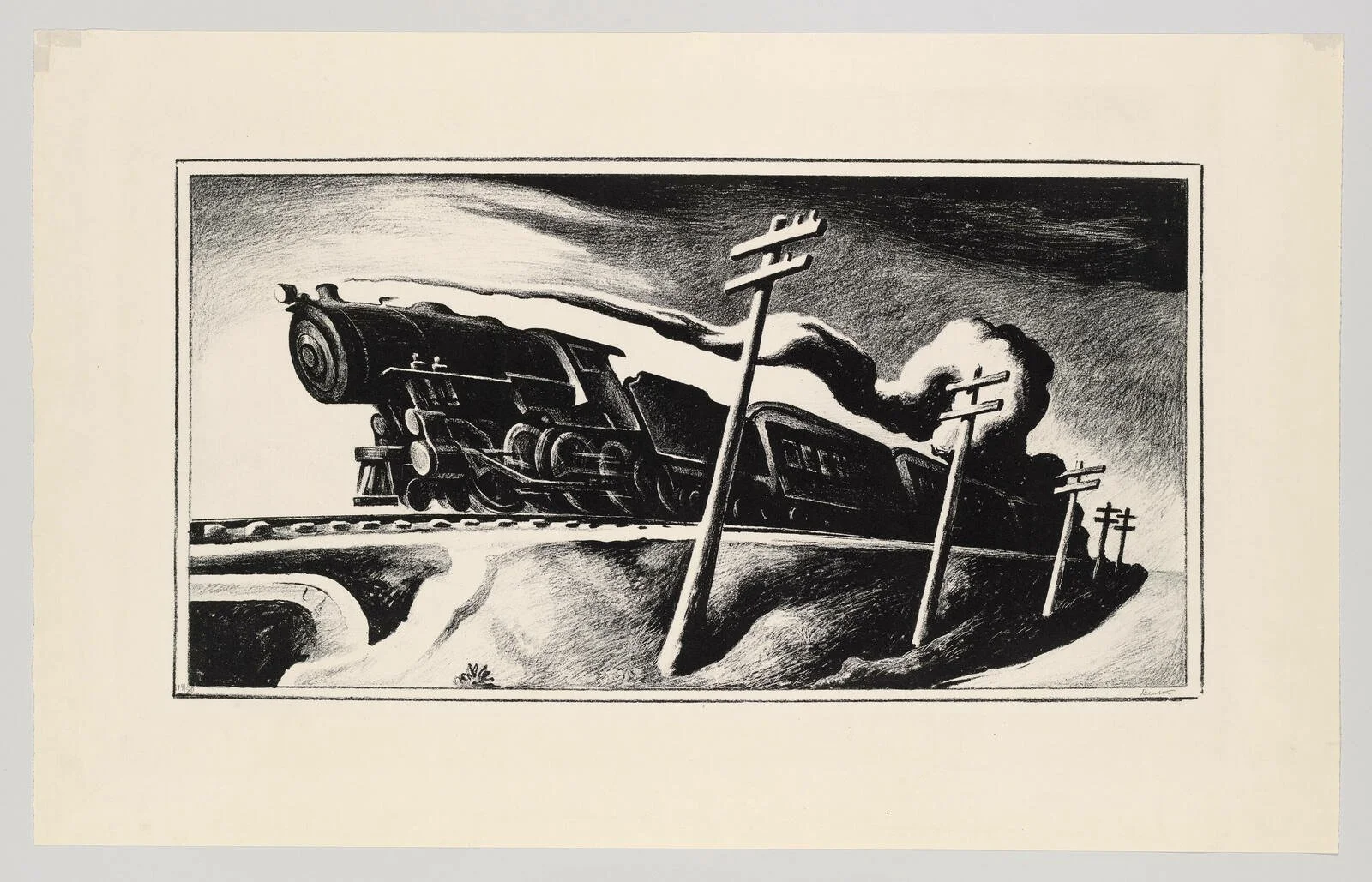 Express Train (circa 1927) by Thomas Hart Benton (Lithograph)
