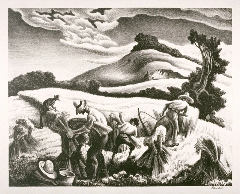 Cradling Wheat (1939) by Thomas Hart Benton, at the Fine Arts Museums of San Francisco