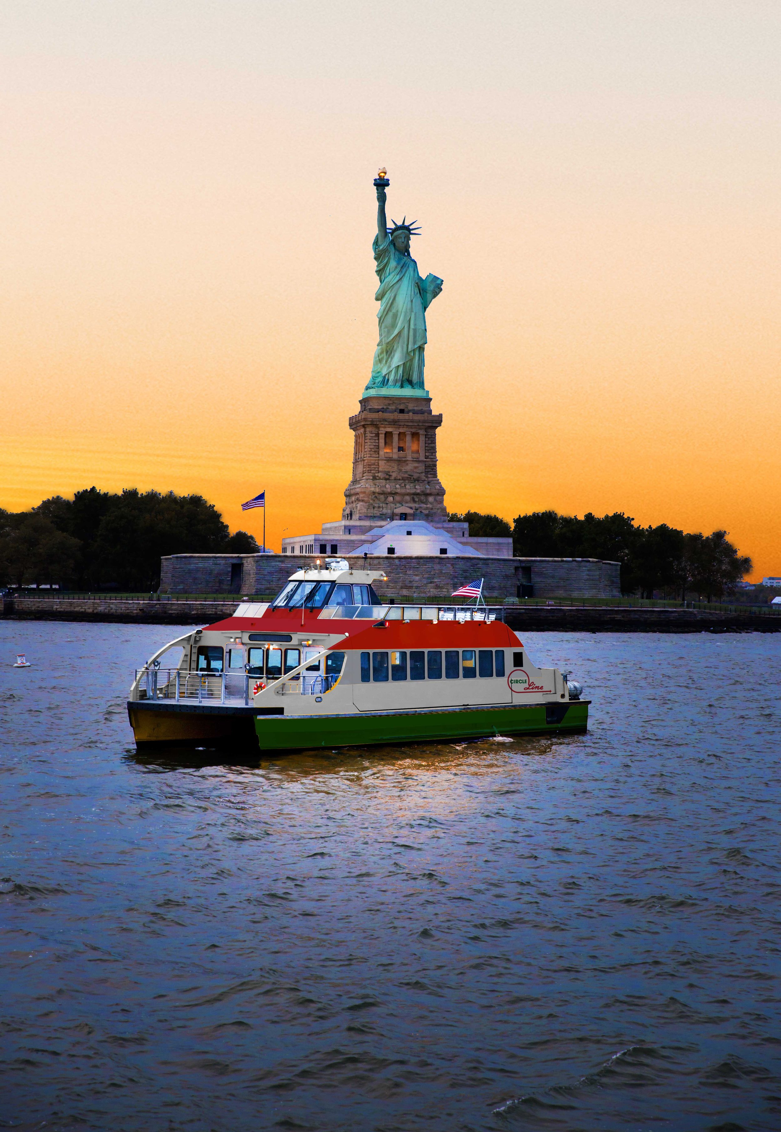 Circle LIne Statue at Sunset with Boat Close Up.jpg