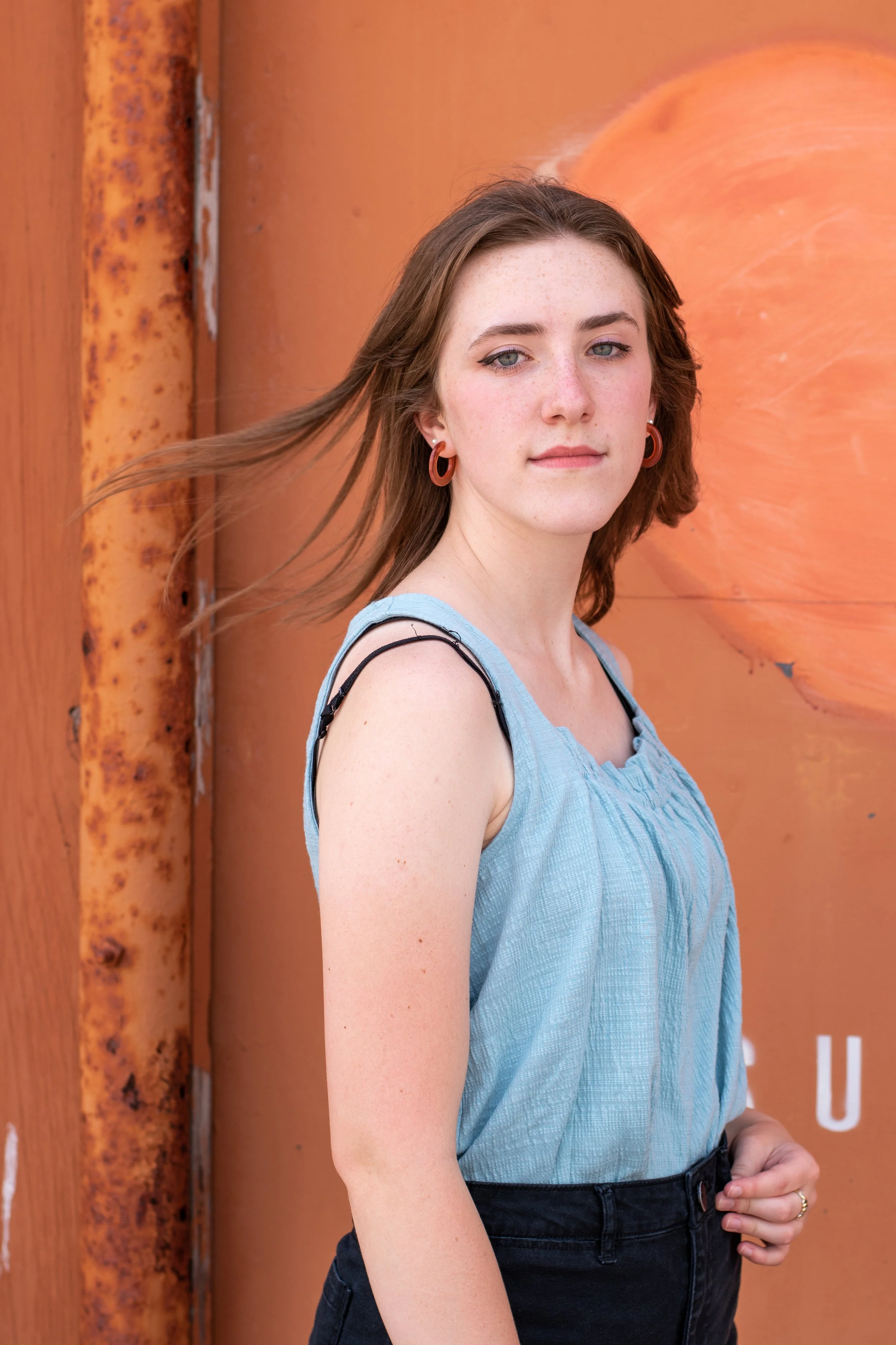 Senior photo in downtown New Ulm.