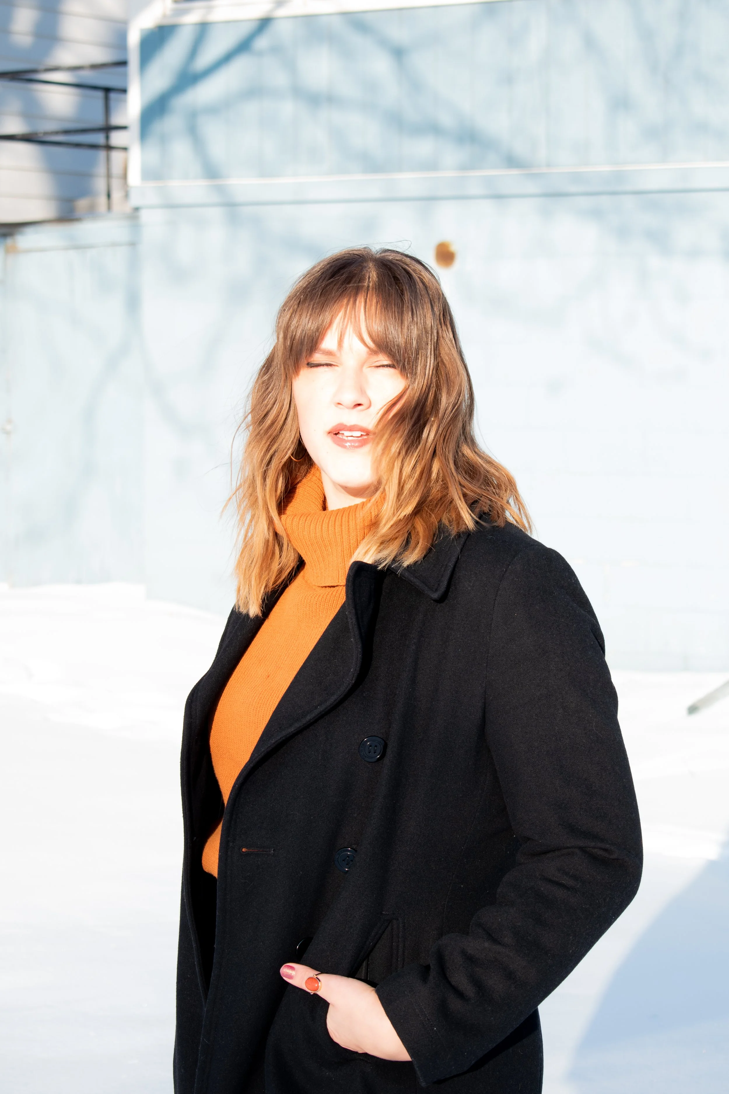 Outdoor Winter fashion shot.