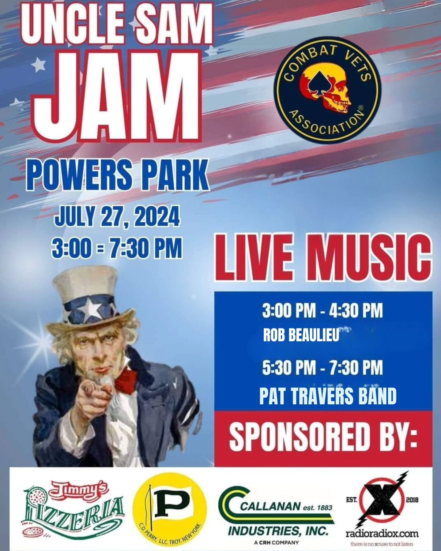 UNCLE SAM JAM
JULY27, 3PM
3rd Ave, Troy, NY 12182
 
 Lets Jam and honor our Nation together🇺🇸