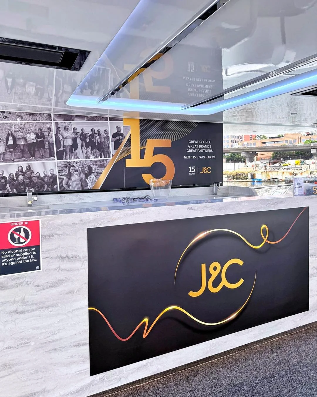 Another fantastic custom signage job aboard karismacruises ! 
Congratulations J&amp;C on 15 years 🥂

#karismacruises #tvisualconcepts #boatsignage #events #if #eventsignage