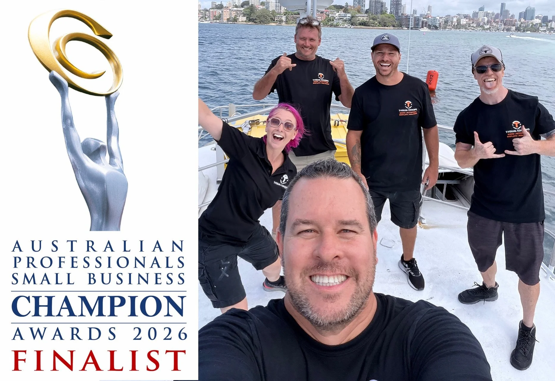🏆 WE&rsquo;RE FINALISTS! 🎉

We&rsquo;re proud to announce that T-Visual Concepts is a finalist in the Creative Services category at the Australian Professionals Business Awards!

A huge milestone for our team and a recognition of our passion for cr
