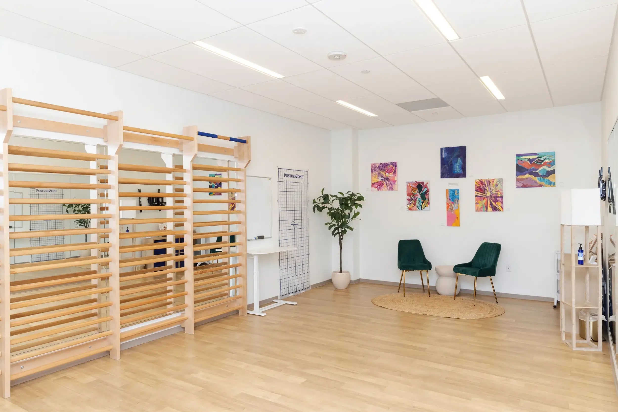 Schroth DC seating and studio area of the Fairfax, VA clinic