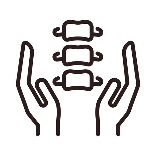 two hands around a spine icon