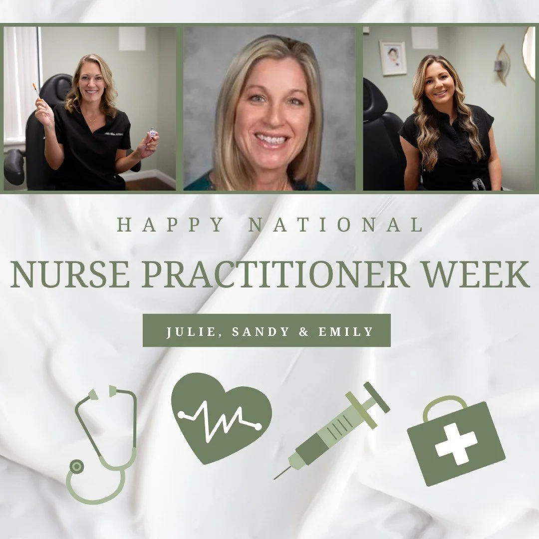 Behind every glow up at Downtown Skin &amp; Wellness are three incredible women who make it all possible. 💚 Join us in celebrating Julie, Sandy, and Emily for Nurse Practitioner Week! Their passion, care, and expertise help our patients feel their b