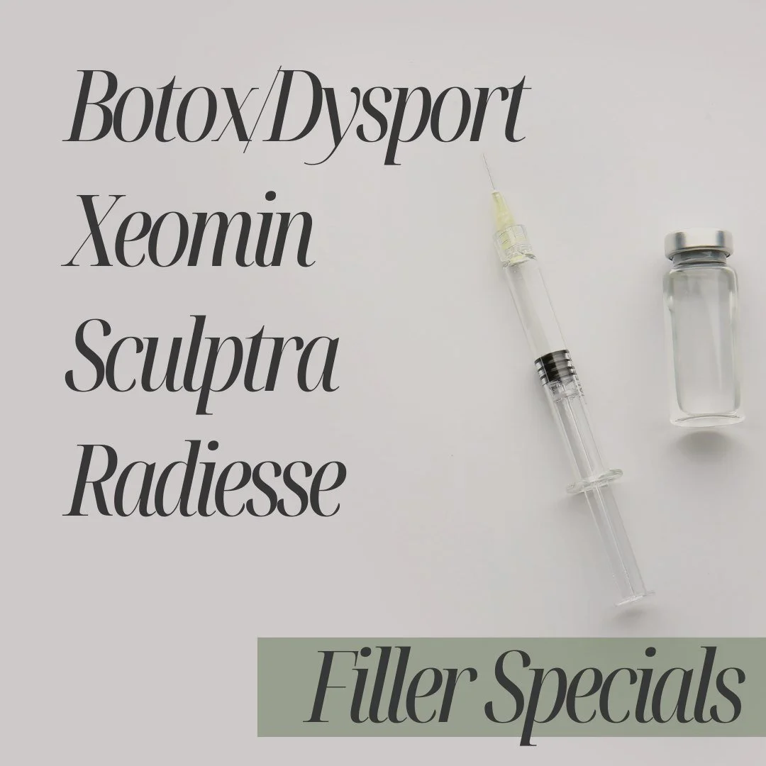 Refresh, contour, and softly restore with expertly placed filler all with our biggest savings of the season!! 

💉 Radiesse: $100 off 1 &bull; $200 off 2
💉 Sculptra: 2 vials for $1400 (save $400)
💉 Buy 1 syringe get $75 off. Buy 2 syringes get $150