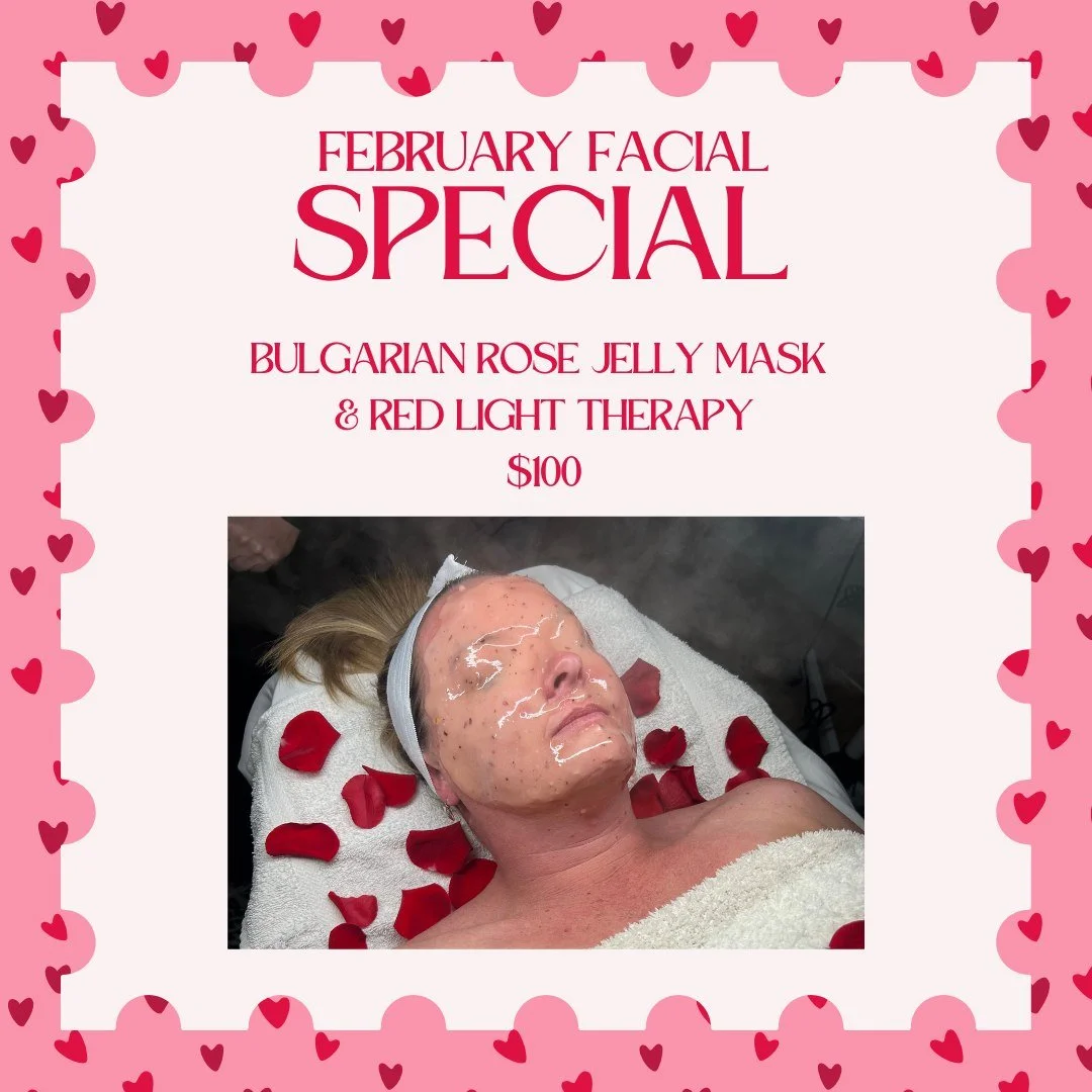 February is the perfect time to slow down and take care of your skin. 🤍

Our February Facial Special pairs a Bulgarian Rose Jelly Mask with Red Light Therapy to calm, hydrate, and leave your skin looking refreshed and luminous for $100 this month on
