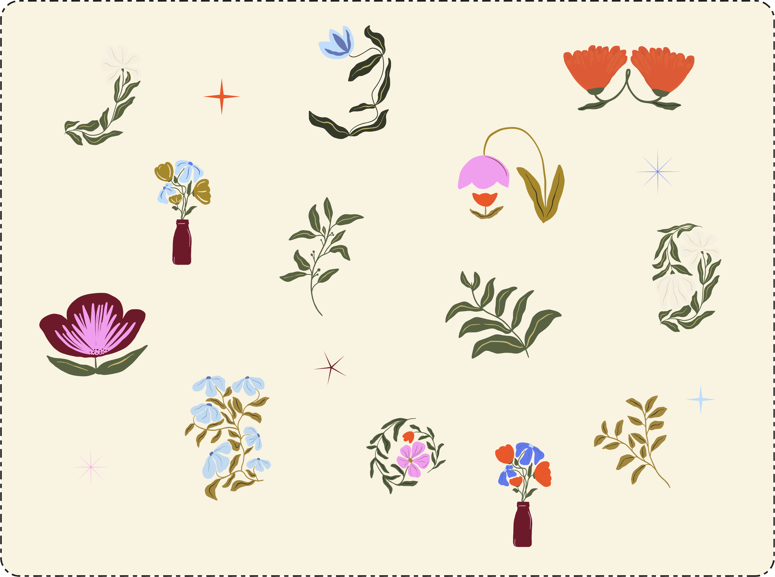 art deco inspired brand illustrations for a lactation consultant
