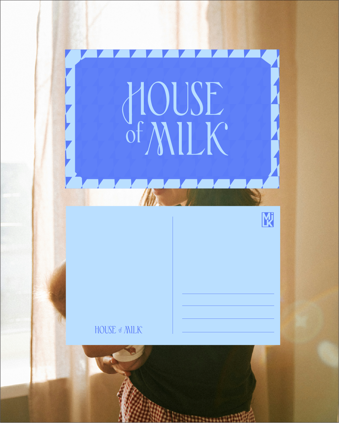 postcard design for brand identity for lactation consultant house of milk