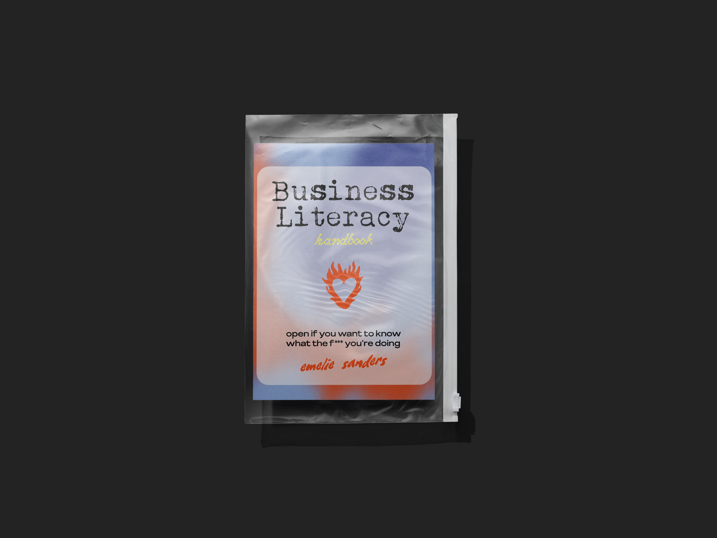 image of a business literacy handbook for personal brand inside of a clear zip up bag
