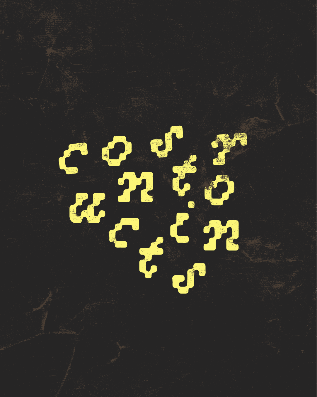 image of the word constructions in a crocheted font