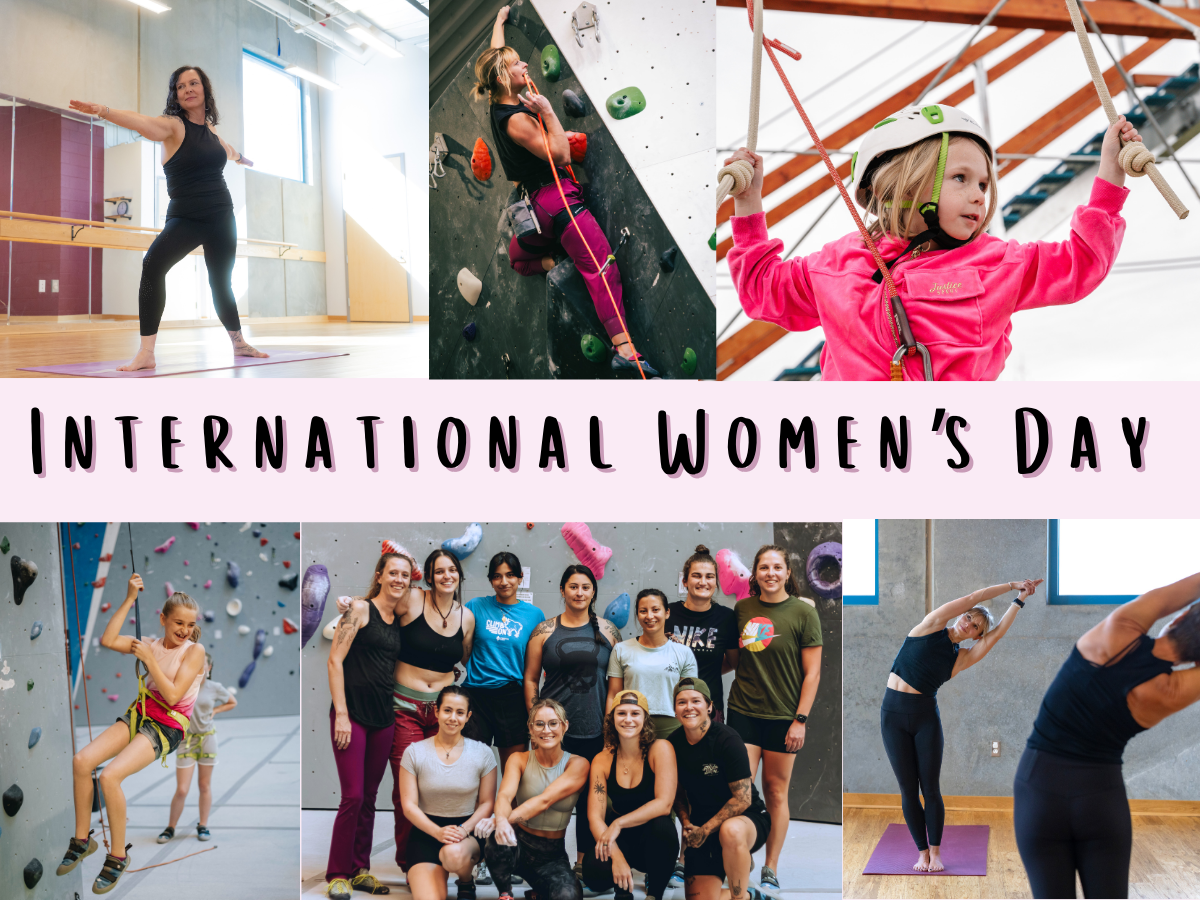 Women climbing and doing yoga