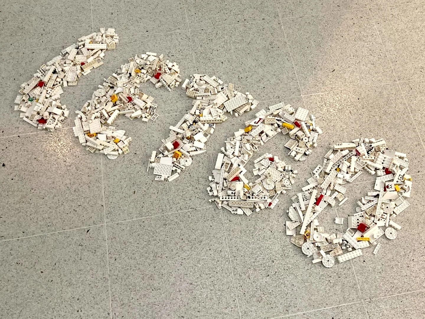 'Let go 2' (2025) toy bricks. Shown installed at The Reparative Gaze, Hockney Gallery, Royal College of Art, London UK