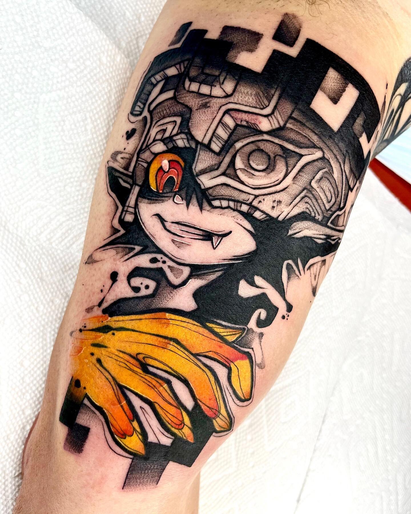 Everyone&rsquo;s favorite Zelda companion, Midna, for @darkjedity (thank you again so much)!! I LOVE doing stuff from any Zelda game so it made my day getting to do some more. Thanks again!
.
.
I really really wanna do more video game related tattoos