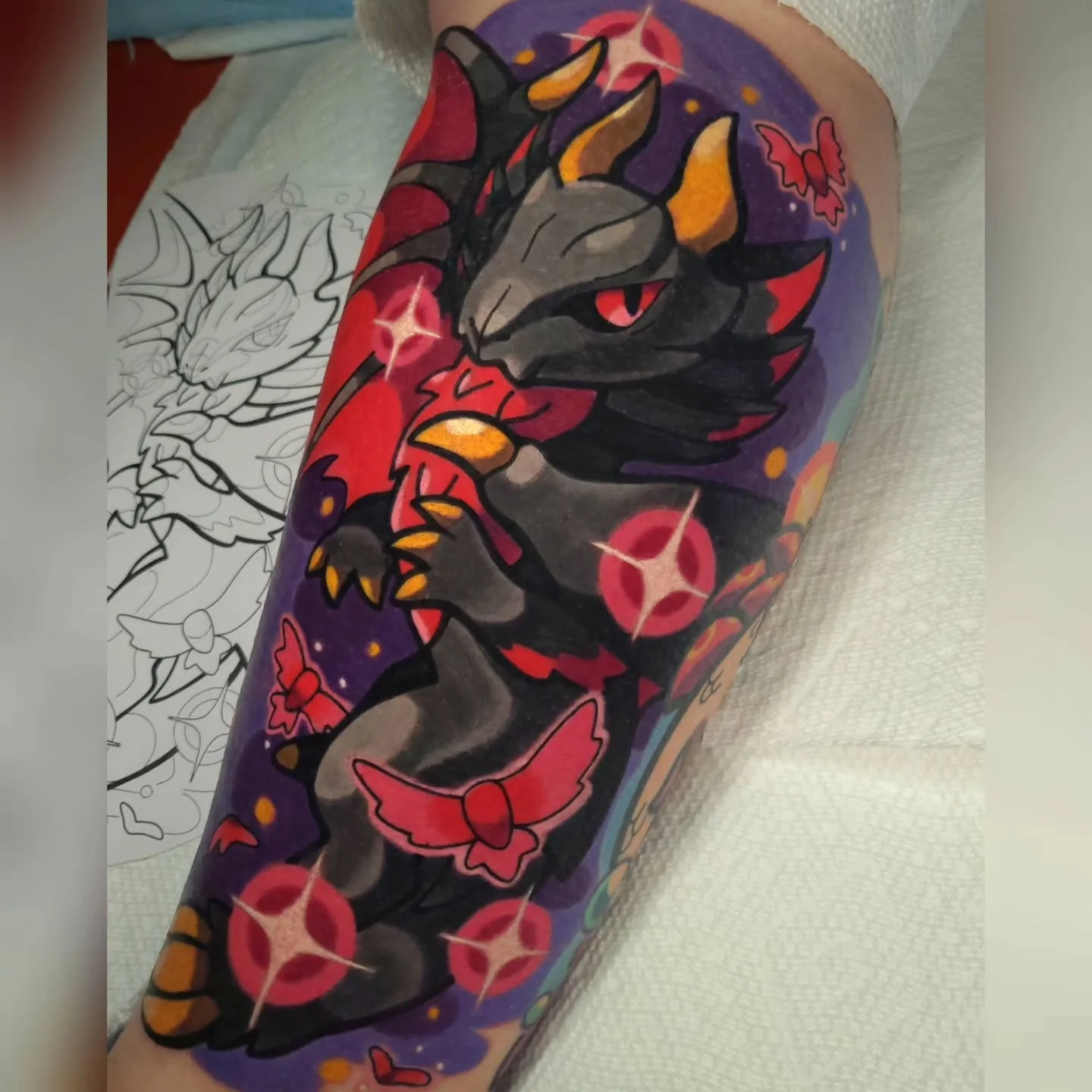 🦇Malzeno🦇 vampire dragon from Monster Hunter for @feetus_spagheetus sleeve! Thanks again Blake you rock🤘 slide all the way for a peep of the healed Zinogre!
🦇
🦇
Booking 2026 starting from February onwards! 1200$ full days 600$ half days and anyt