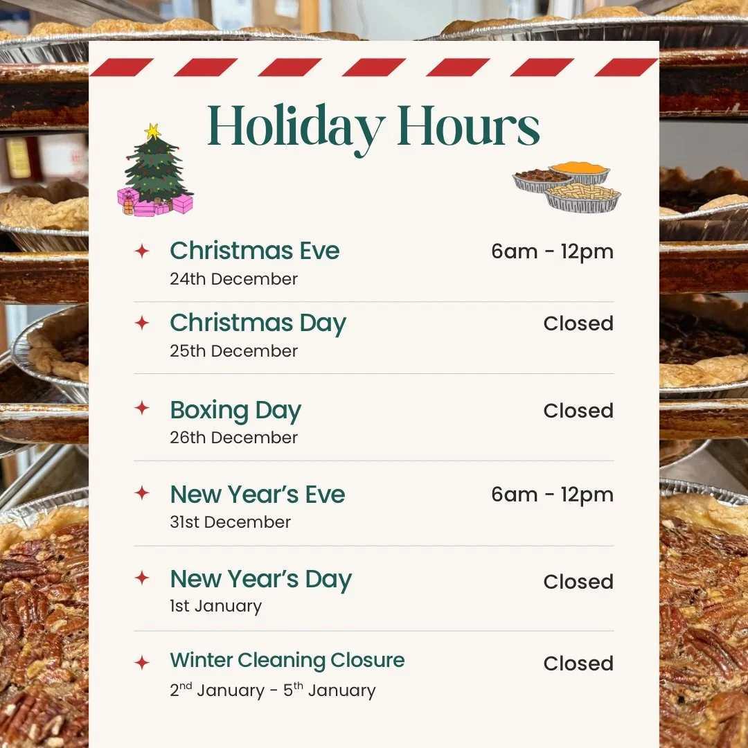 Closed starting tomorrow until the 5th!! Come get your goodies before our staff takes a much deserved break 🥰