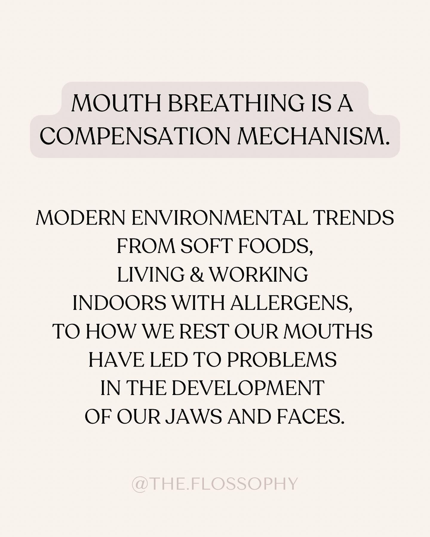 🚨Some signs of mouth breathing:

➡️Dry lips
➡️Dry mouth
➡️Snoring and open mouth while sleeping
➡️Airway illnesses/Sinus and ear infections/Colds
➡️Chronic bad breath
➡️Swollen and red gums that easily bleed

🌎A few centuries ago the effects were s